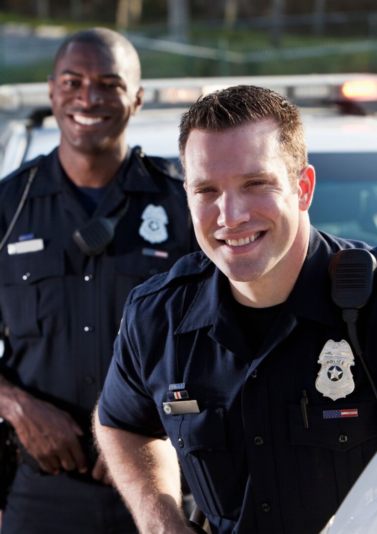 Smiling police officers
